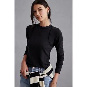 Anthropologie Pilcro Reconstructed Racer T-Shirt Black Onyx Size Small